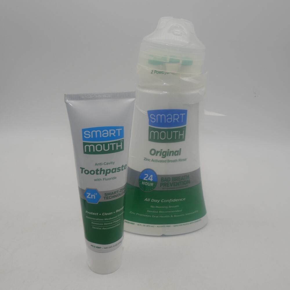 NEW SmartMouth ORIGINAL Breath Rinse 16 oz, Toothpaste & Travel Size Mint - Picture 2 of 8